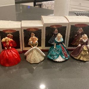 Set of 4 Vintage Holiday Barbie Ornaments (1993, 1994, 1995 and 1996)